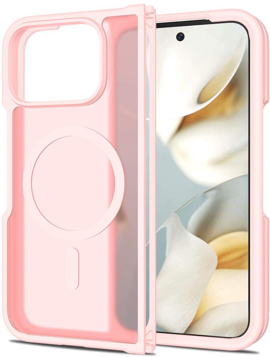 Mobigear Hoesje geschikt voor Google Pixel 10 Pro Fold MagSafe Telefoonhoesje Hardcase | Mobigear Shockproof Backcover | Geschikt voor MagSafe | Geschikt voor Draadloos Opladen met Magnetische Ring | Geschikt voor MagSafe Case - Roze