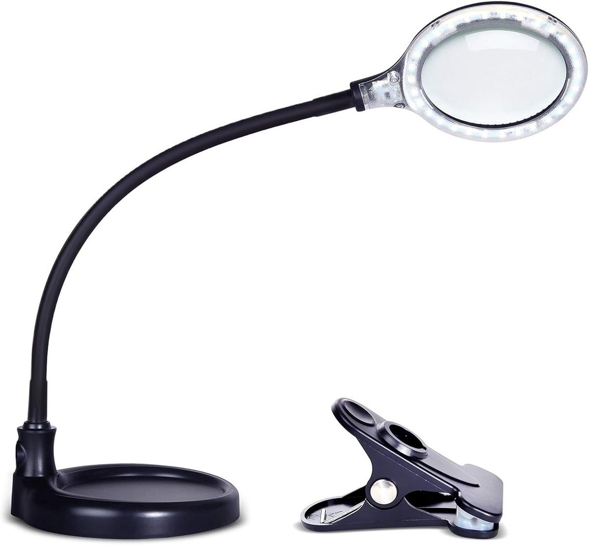 2,25x Vergrootglas met LED Licht – Flexibele Vergrootlamp met Standaard en Klem voor Hobby en Handwerk