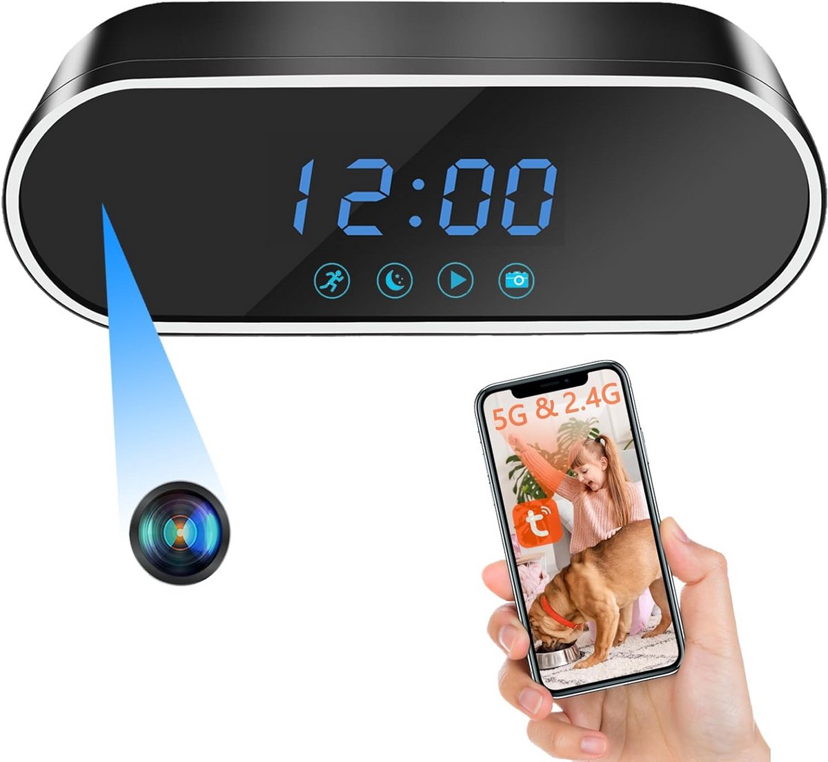 Draadloze Minicamera met Wifi en Nachtzicht - Verborgen HD Bewaking