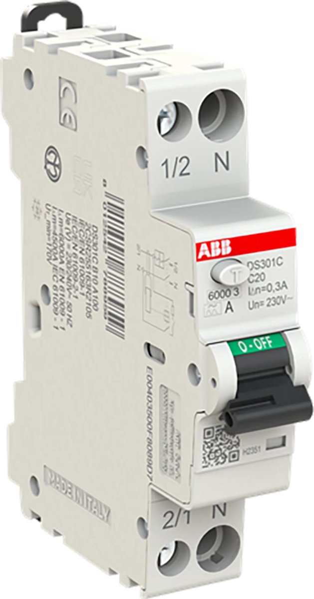 ABB Componenten aardlekautomaat C20 1P+N 300mA Type A (2CSR255163R3204)