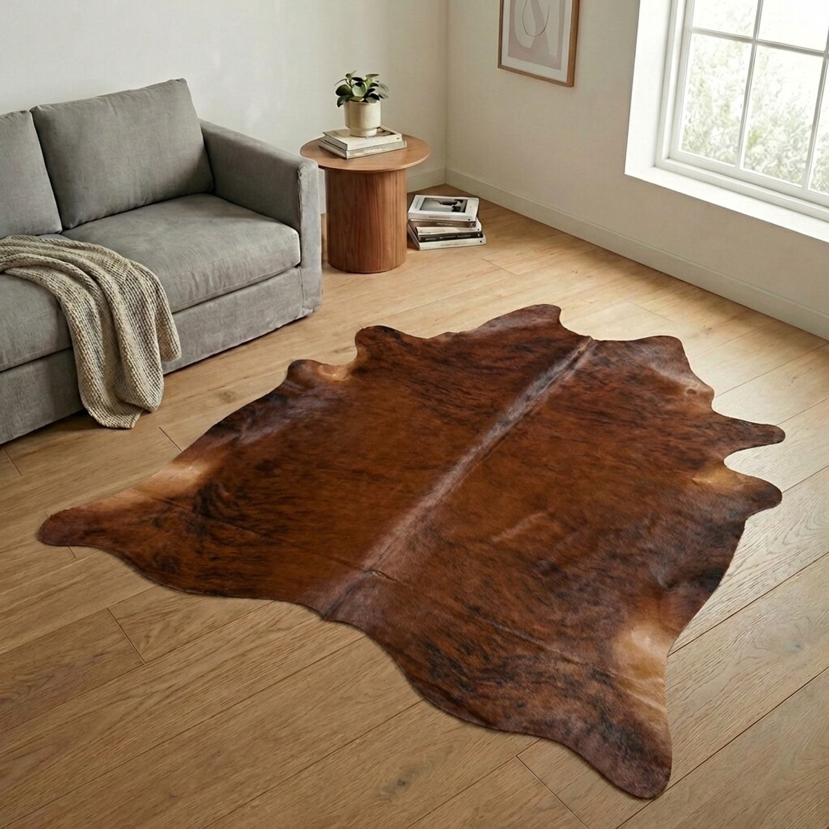 Koeienhuid Vloerkleed XL (Groot) - Effen-solid - 222 x 213 cm - Koeienkleed / Koeienvel / Dierenvel / Dierenhuid / Koehuid Tapijt