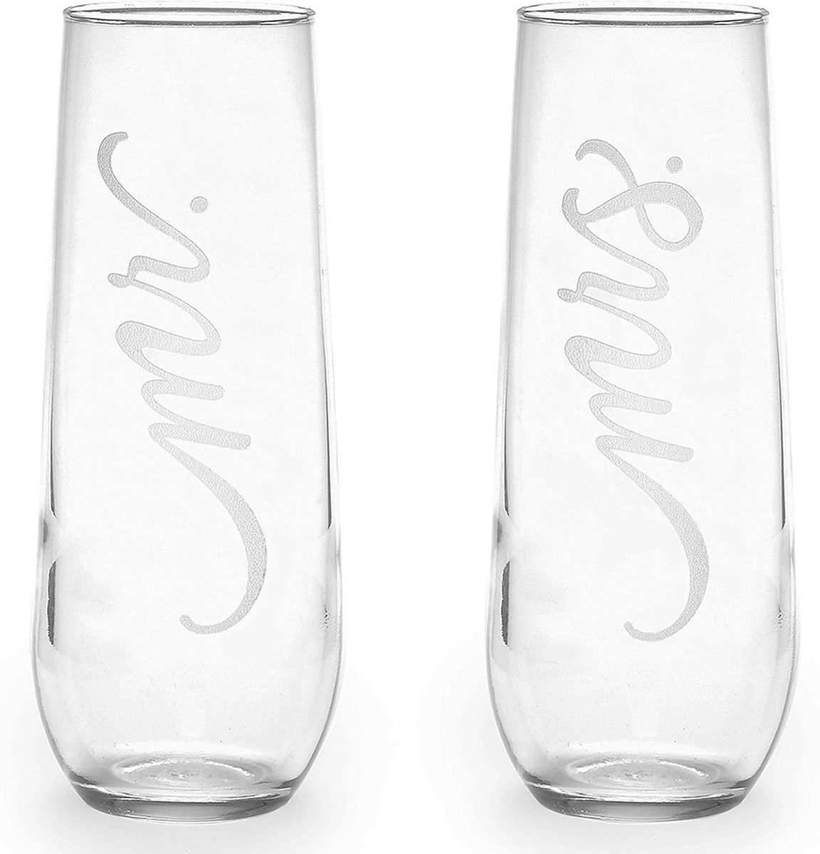 Set van 2 Stemloze Champagneglazen voor Bruiloftsceremonie en Jubileum
