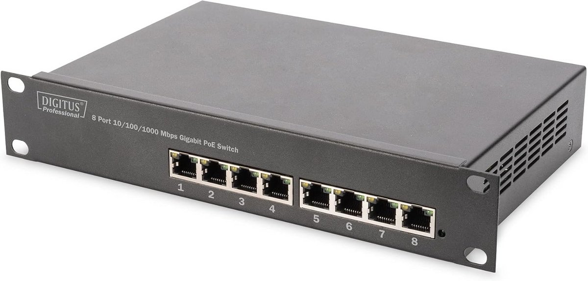 8-Poorts Gigabit PoE+ Switch 1000Mbps Unmanaged 10-Inch Netwerk Switch