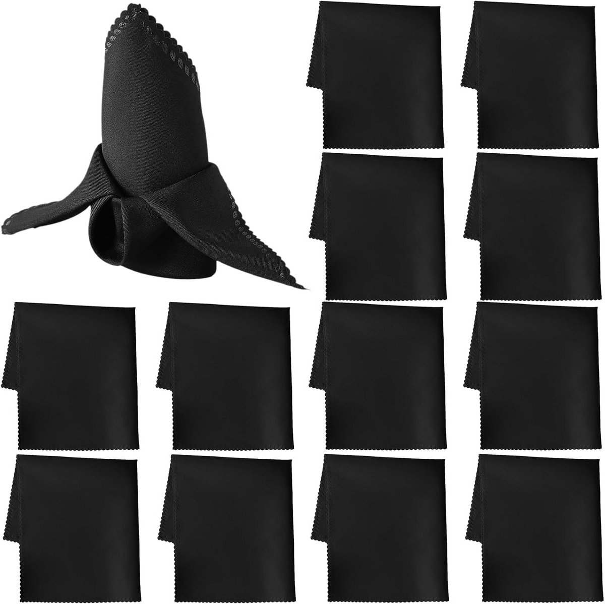 12 Zwarte Stoffen Servetten Set - 48x48 cm - Herbruikbaar voor Diner, Feest en Bruiloft