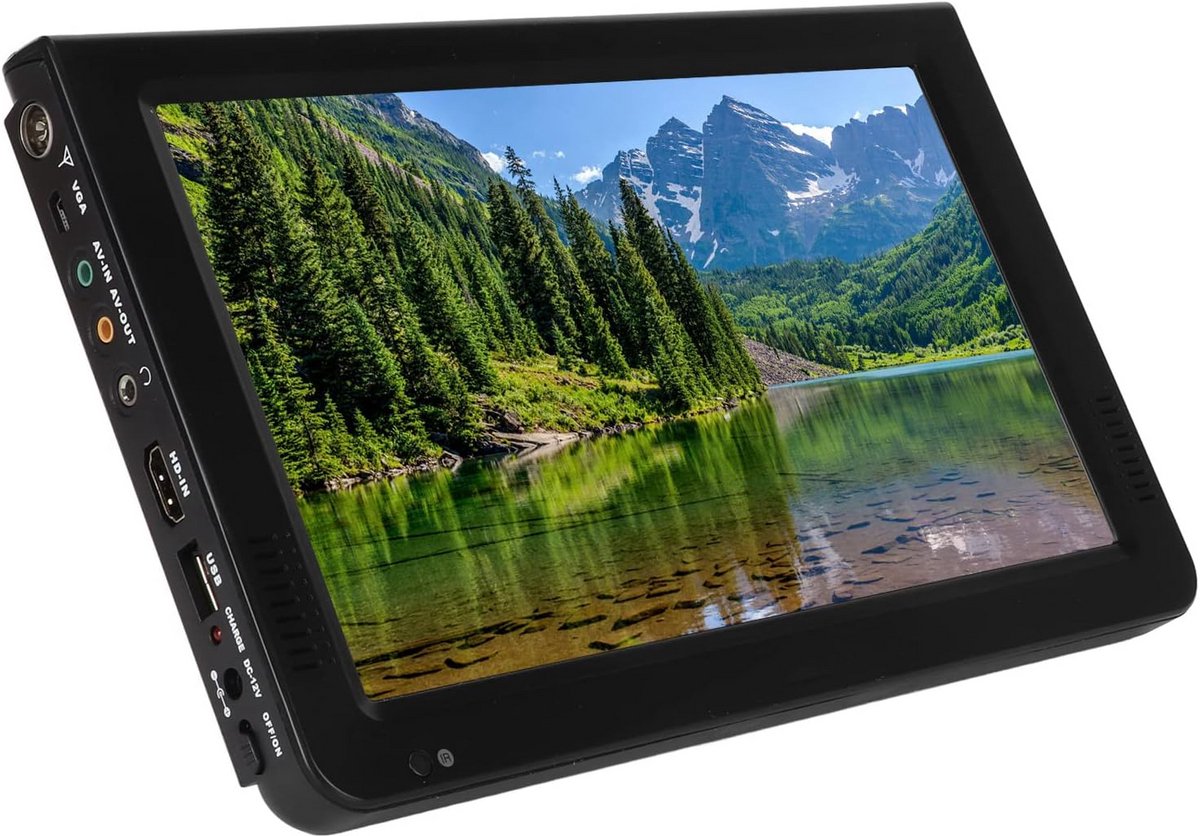 Draagbare Digitale TV 10 Inch met HD LED Scherm - Incl. Batterij voor Auto, Camping & Keuken