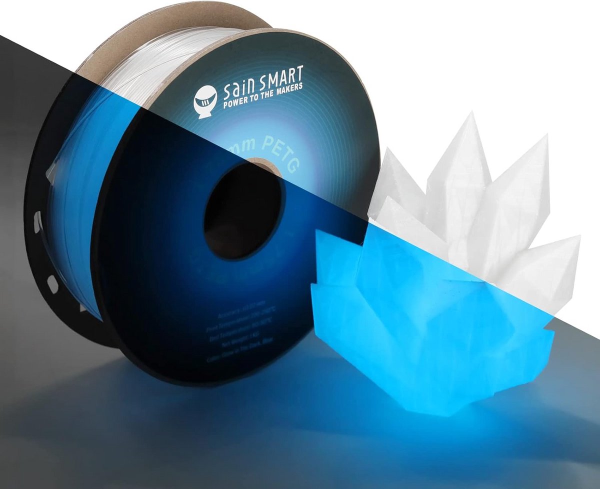 Lichtgevend Blauw PETG Filament 1.75 mm voor 3D Priniers, 1 kg Spoel