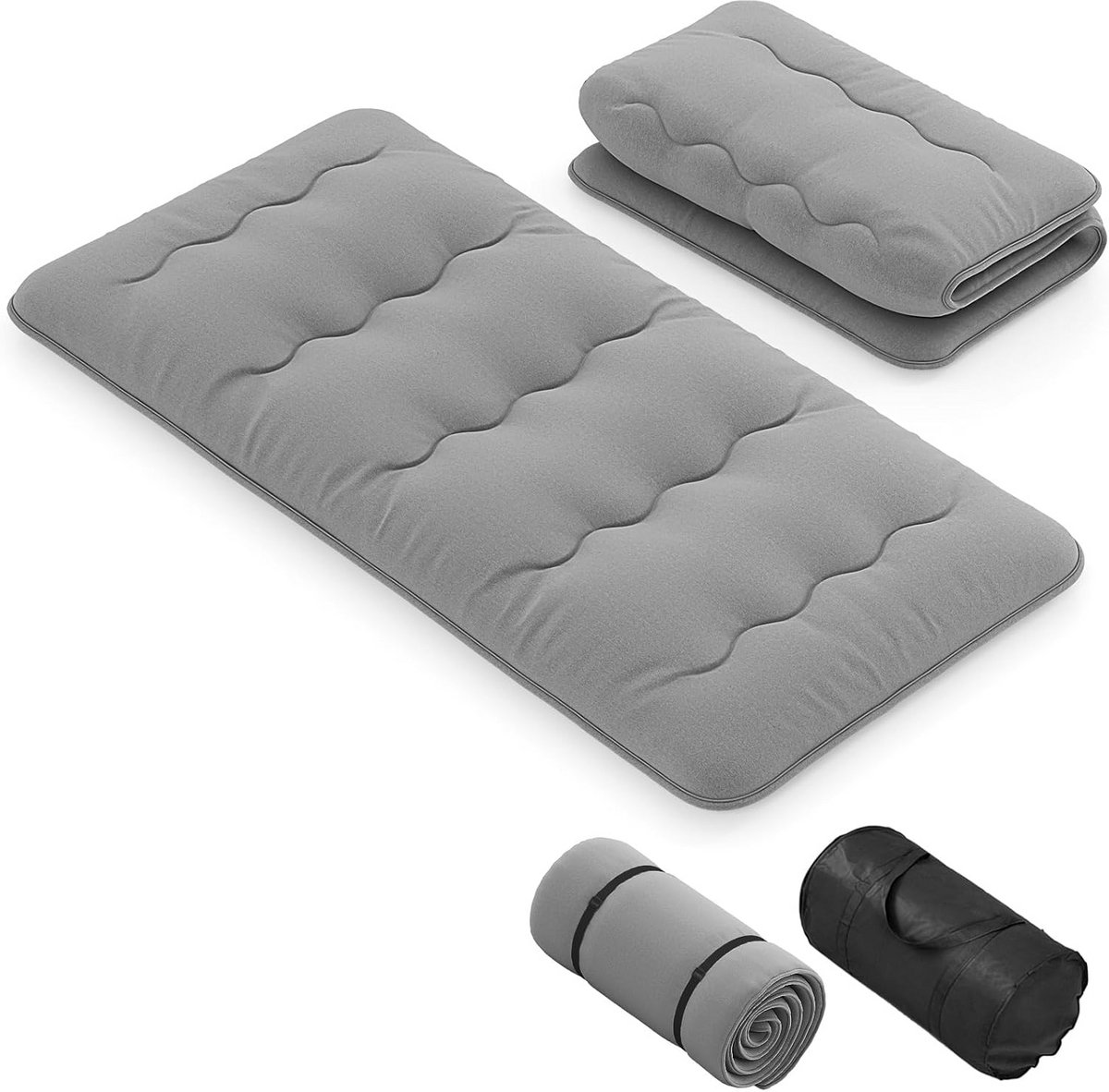 Japanse Futon Matras - Vloermatras Opvouwbaar - Comfortabel Slapen - Afneembare Hoes - 90 x 200 cm - Grijs