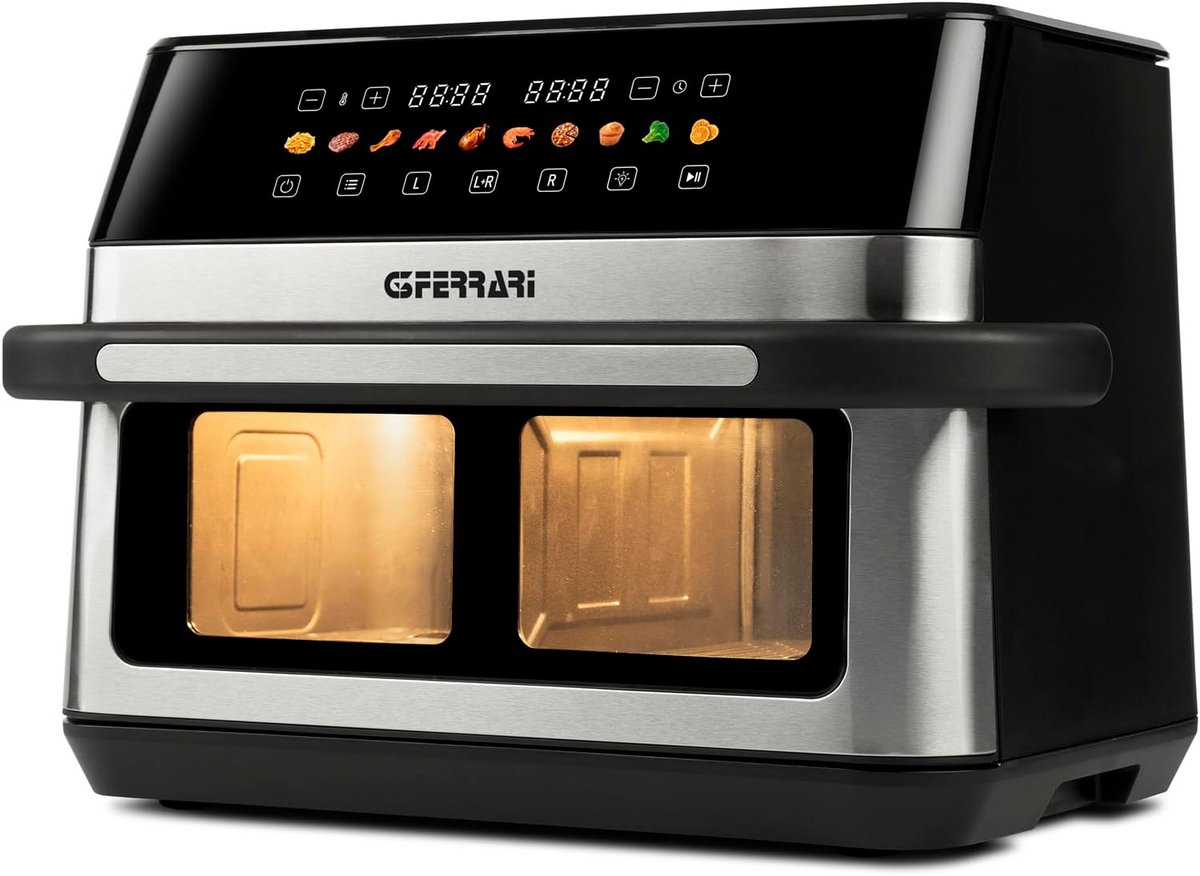 Heteluchtfriteuse Dubbele Zone - Airfryer XXL - Gezond Koken - Twee Zes Liter Zones - 12 Liter - Zwart