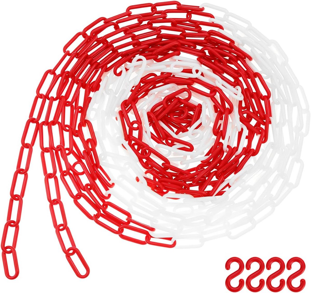 Kunststof Afsluitketting 6mm 10 Meter Rood Wit voor Parkeerplaats en Toegangsbegrenzing