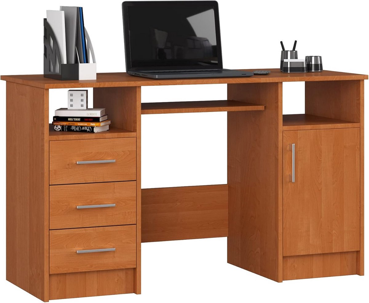 Bureau met 1 deur en 3 lades voor kantoor of thuiswerkplek 124 cm breed