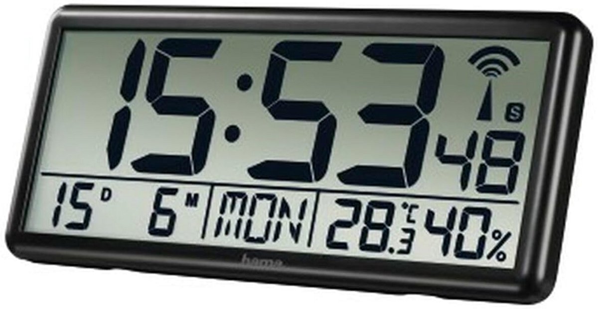 Grote Digitale Wandklok met Radio, Thermometer en Hygrometer