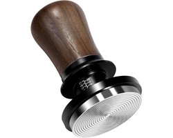 54mm zelfnivellerende tamper met drukregeling - roestvrijstaal basis en walnoothout handvat