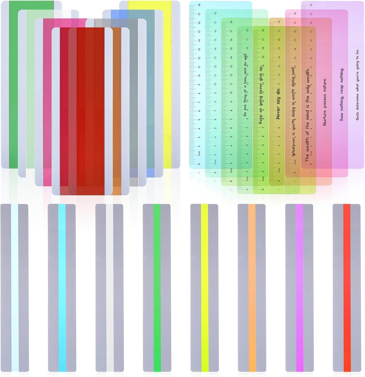 24 Stuks Gekleurde Leeslijnen en Geleide Leesstrips voor Kinderen en Dyslexie