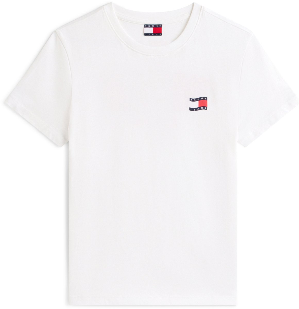 Tommy Jeans T-shirt Jersey T Shirt Met Wapperende Vlag En Logo Dw0dw22274 Ybl Ecru Dames Wit