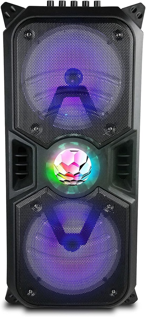 Draagbare Bluetooth Speaker Trolley - 200 Watt, 2 x 6.5 inch Woofer, RGB-Licht, USB/MP3, Oplaadbare Batterij, Microfoon Aansluiting