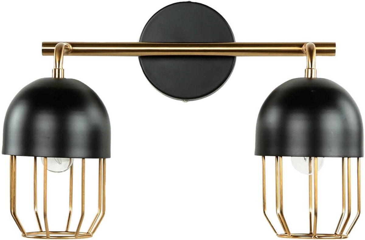 Stijlvolle Wandlamp Zwart Goud E14 Loft Design voor Woonkamer en Keuken