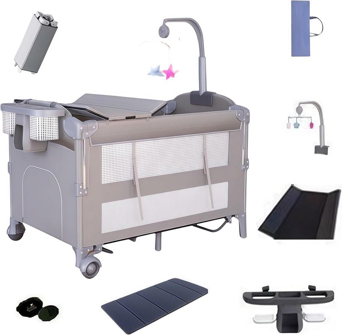 Comfortabele Reiswieg met Commode en Inclusief Matras - Hoogteverstelbaar en Verrijdbaar Babybed
