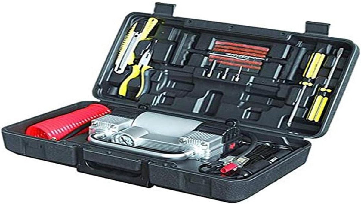 Auto Compressor 12V - Dubbele Zuiger 25A met Bandenreparatie & Accessoires