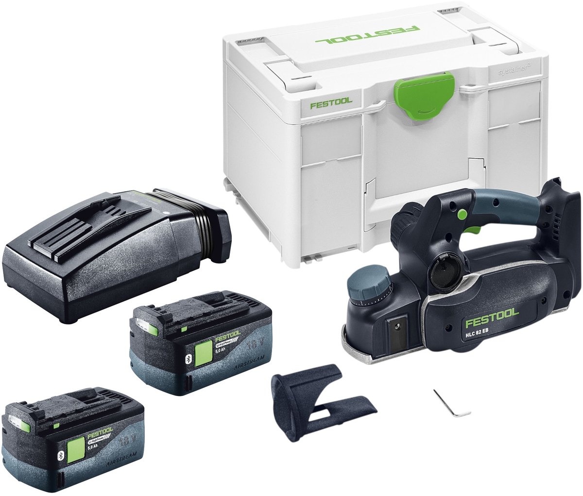 Festool HLC 82 EB-Basic accu-schaafmachine 18 V 82 mm borstelloos + 2x accu 5,0 Ah + oplader + Systainer
