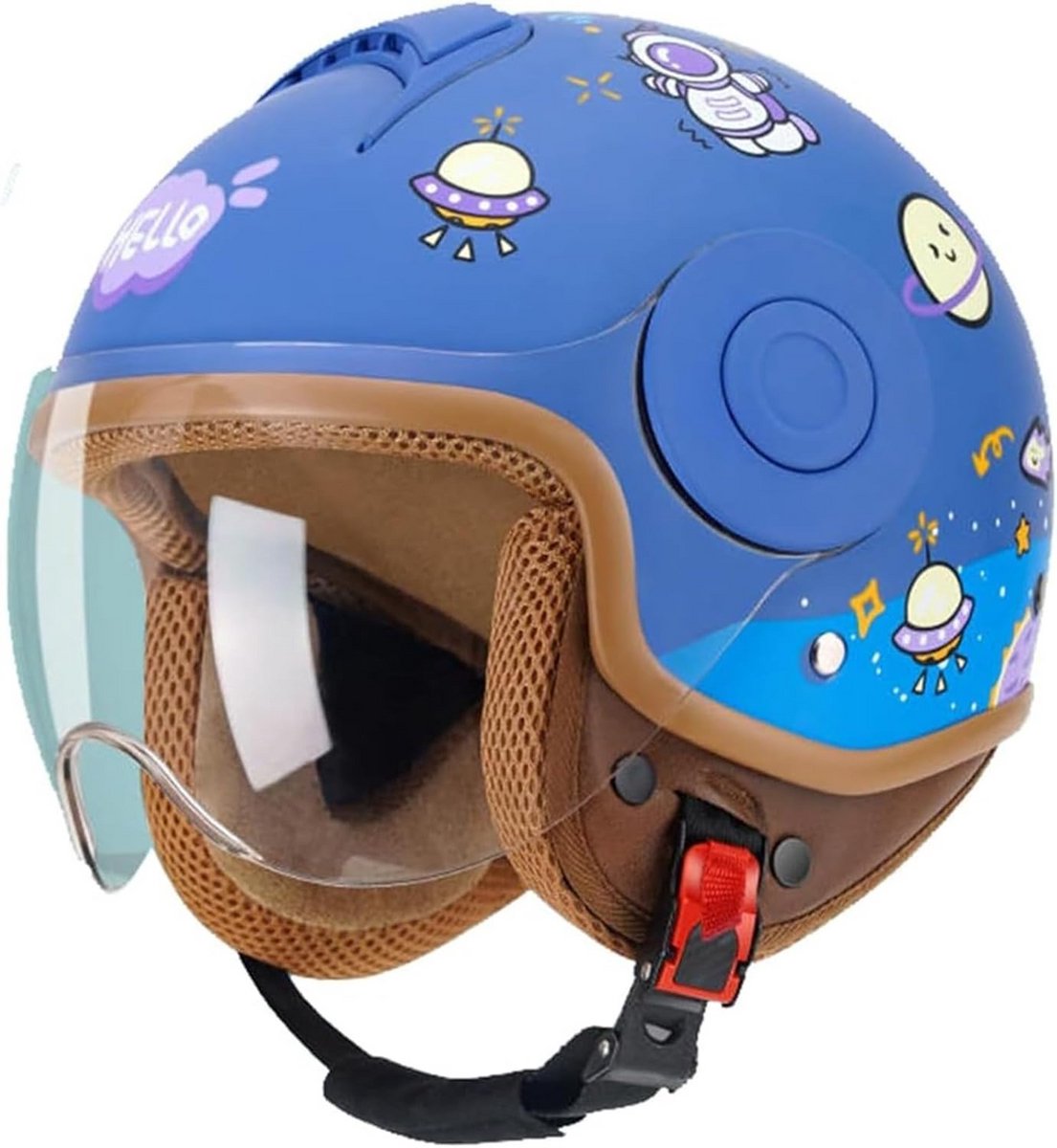 Kinder Motorhelm Zomer 3/4 Open Helm Zonneklep DOT/ECE Goedgekeurd Lichtgewicht Scooterhelm