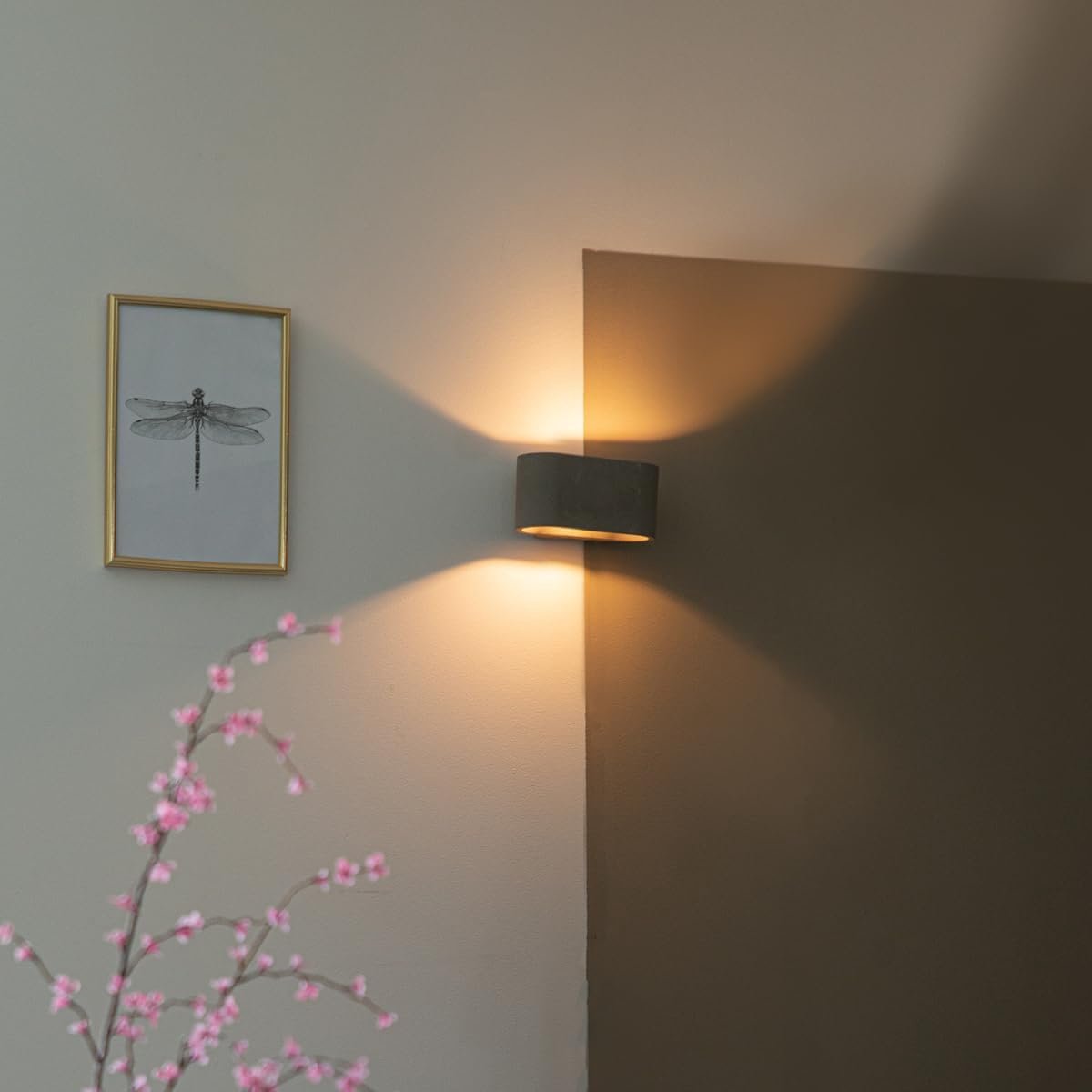 Landelijke Ovale Wandlamp van Beton voor Woonkamer en Slaapkamer