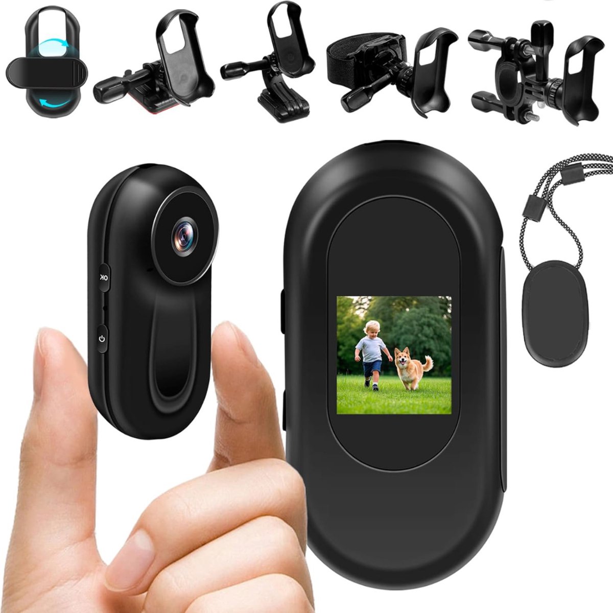 MKSS® Bodycam - Action Cam - Spycam - Bewegingsdetectie - 180º Draaibare Lens - Bodycam Politie - Full HD - Zwart