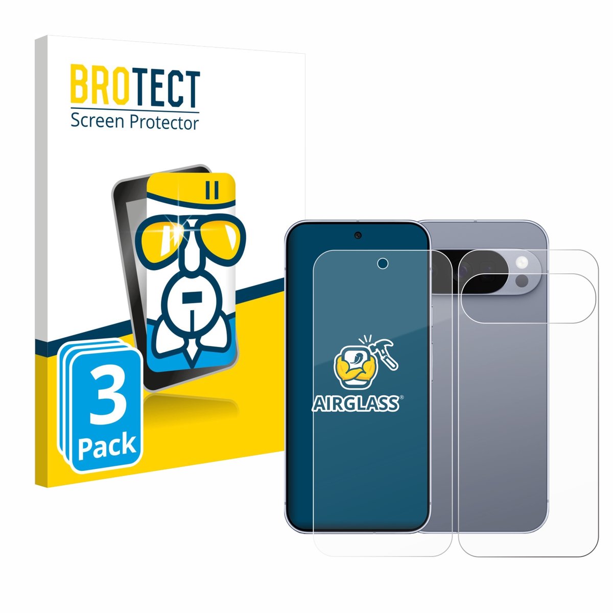 Screenprotector 3 Stuks voor Google Pixel 10 Pro (Voor+Achter) Beschermglas transparant