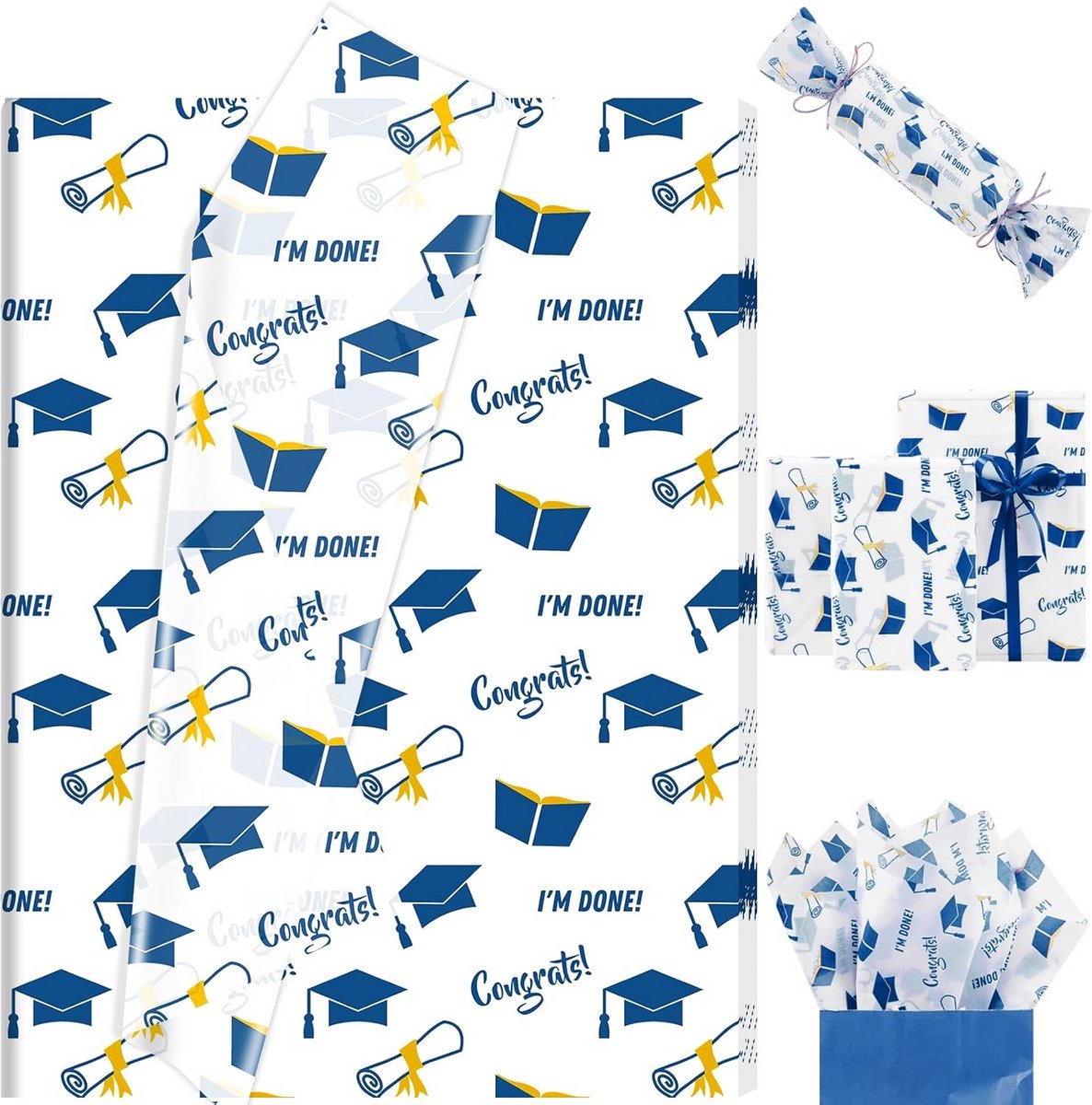 60 Vellen Zijdepapier Groot Formaat Blauw 2025 - Ideaal voor Cadeauverpakking en Feestdecoratie