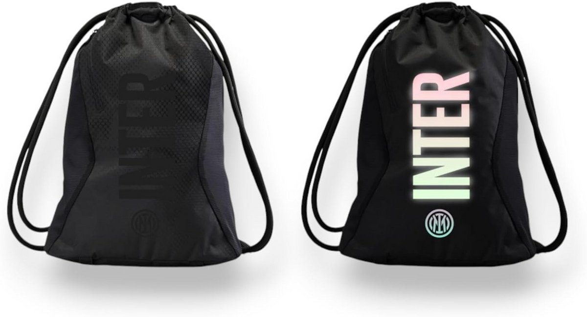 Luxe Zwarte Gymtas met Trekkoord en Reflecterend Logo - Casual Sporttas