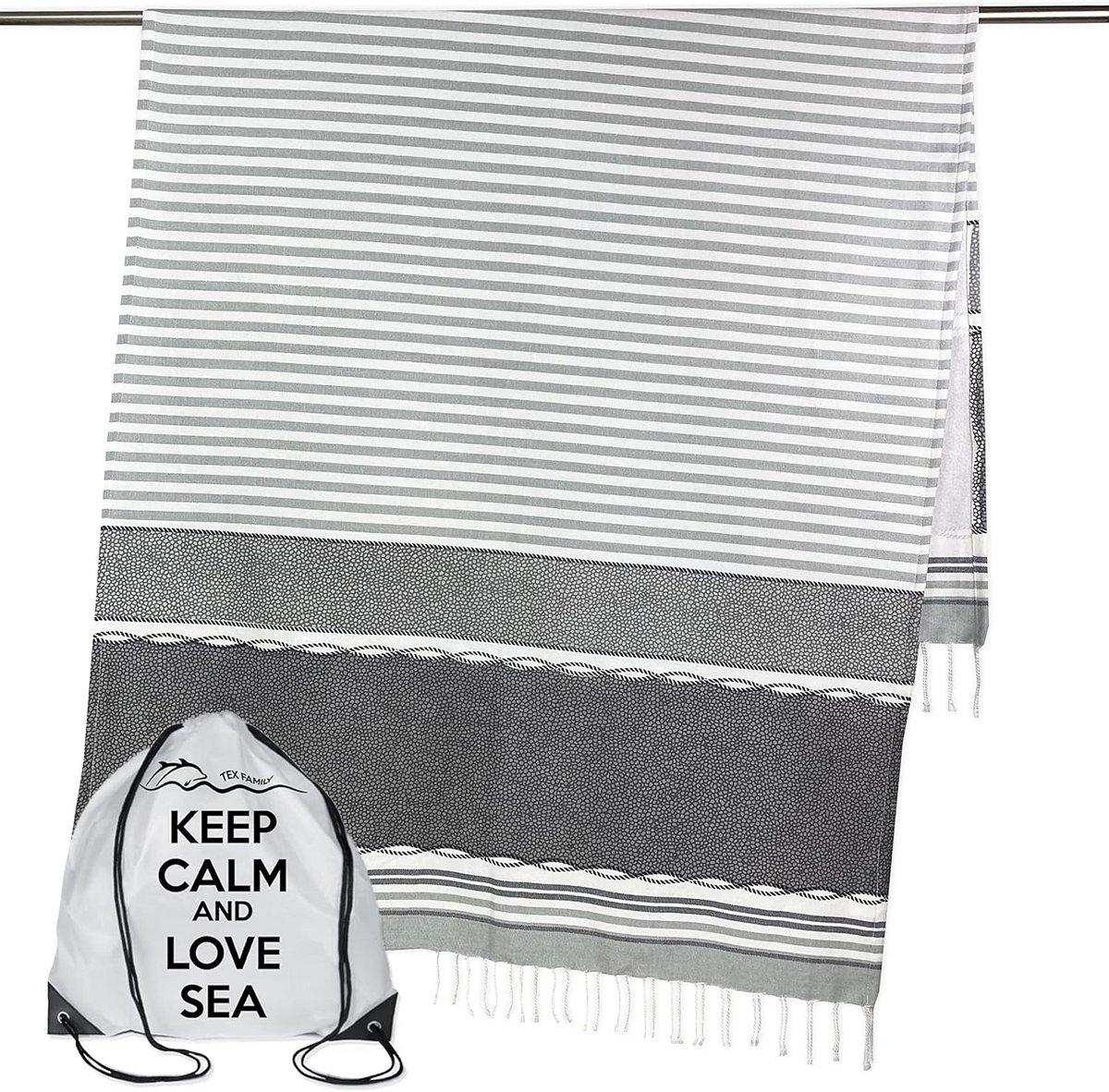 Extra Grote Katoenen Strandlaken Fouta 100x200 cm met Strandtas