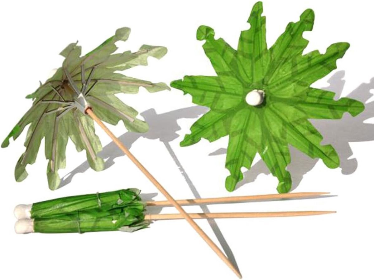 20 stuks groene papieren cocktailparaplu's - tropische partydecoratie