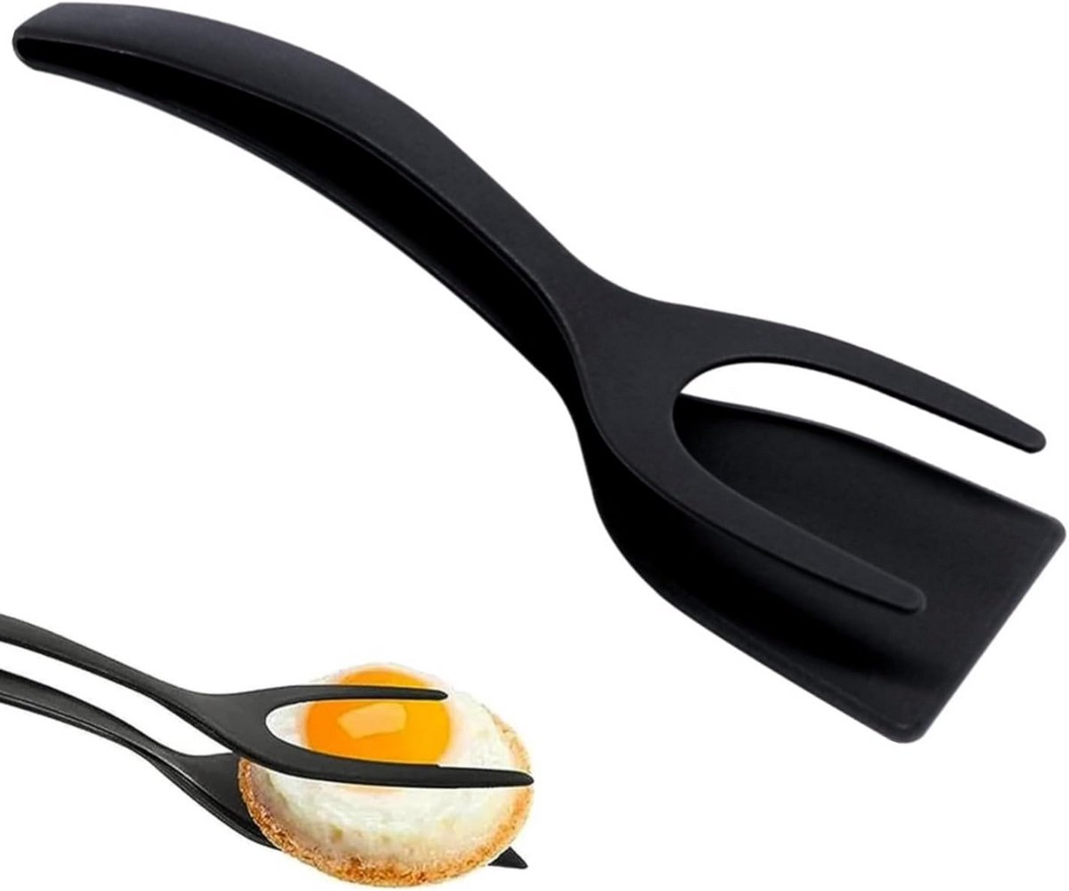 2-in-1 Spatel en Tang voor Pannenkoeken, Eieren en Toast - Keukengerei