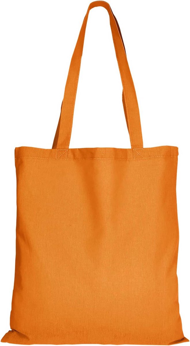 Set van 100 Katoenen Tassen met Lange Hengsels, 38x42 cm, Onbedrukt, Mandarijn