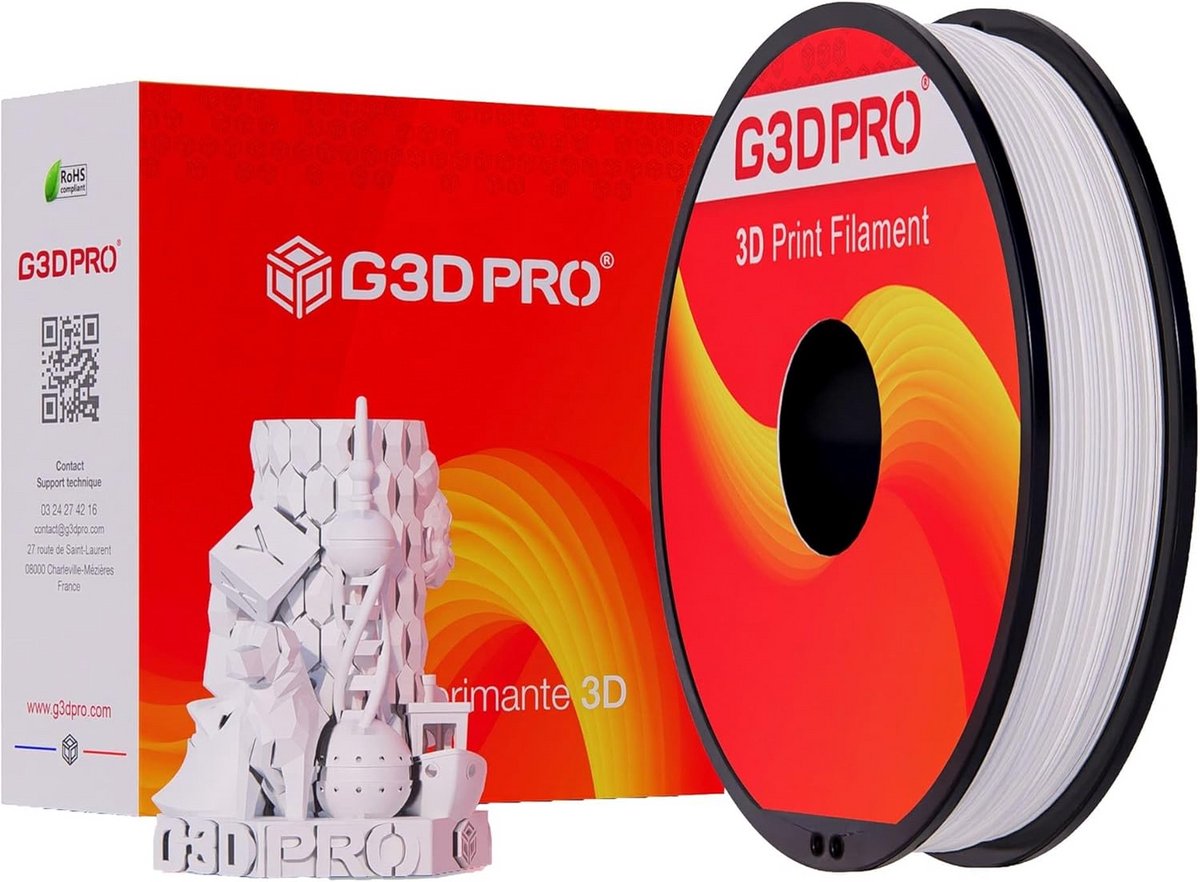 Wit PLA Filament voor 3D-printer, 1,75 mm, 500g Spoel, Hoge Maatnauwkeurigheid