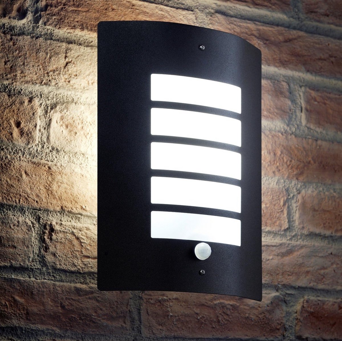 Bewegingssensor Buitenlamp RVS PIR-sensor Matzwart Koelwit Energiebesparend