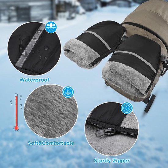 Universele Kinderwagen Handmof - Waterdicht & Winddicht Fleece Warmte Accessoire van Universele — afbeelding 5