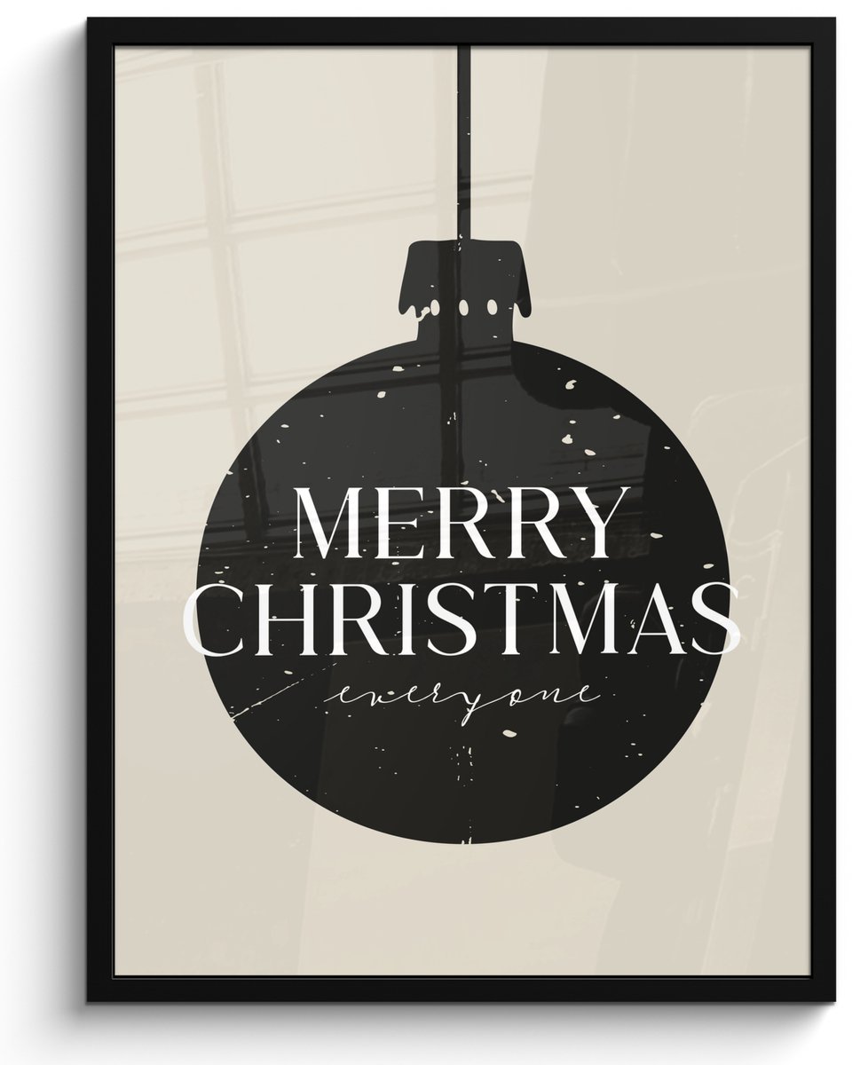 FrameYourWall Poster in lijst - Fotolijst 50x70 cm - Posters - Kerstballen - Japandi - Christmas - Zwarte kerstballen - Posterlijst zwart - Decoratie - Wanddecoratie woonkamer - Muurdecoratie slaapkamer - Kerstversiering - Kerstdecoratie voor binnen - Kerstmis Kerstbal - Zwart