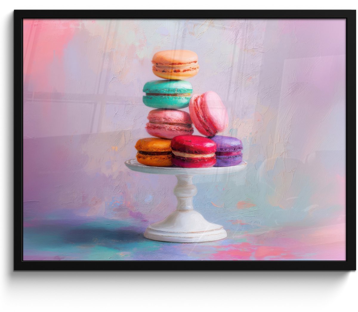 FrameYourWall Poster in lijst - Fotolijst 70x50 cm - Posters - Macarons - Schaal - Pastel - Kleurrijk - Posterlijst zwart - Decoratie - Wanddecoratie woonkamer - Muurdecoratie slaapkamer