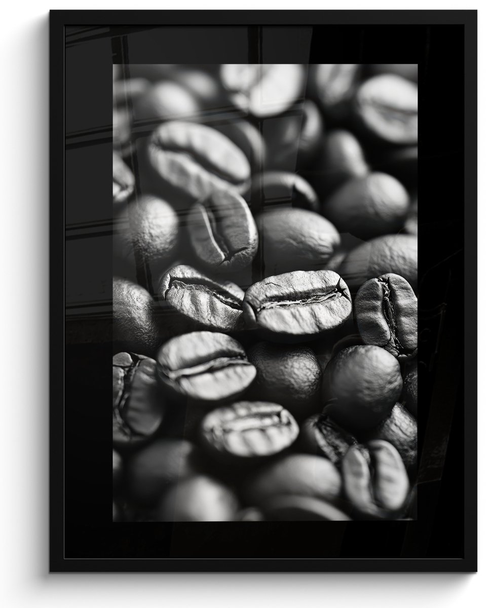 FrameYourWall Fotolijst inclusief poster - Posterlijst 50x70 cm - Posters - Koffiebonen - Zwart - Vintage - Foto in lijst - Keuken decoratie muur - Wanddecoratie accessoires - Muurdecoratie - Schilderijen