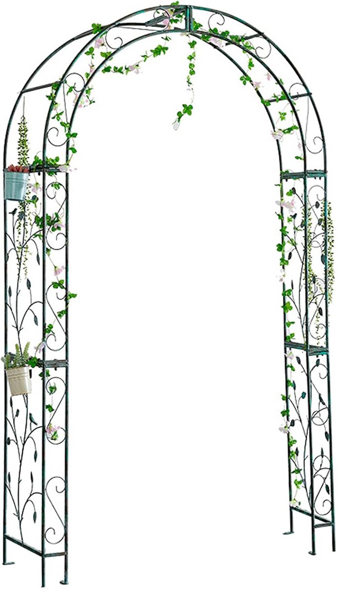 Metalen Rozenboog voor Klimplanten - Tuinprieel met Latwerk 220x122x40 cm