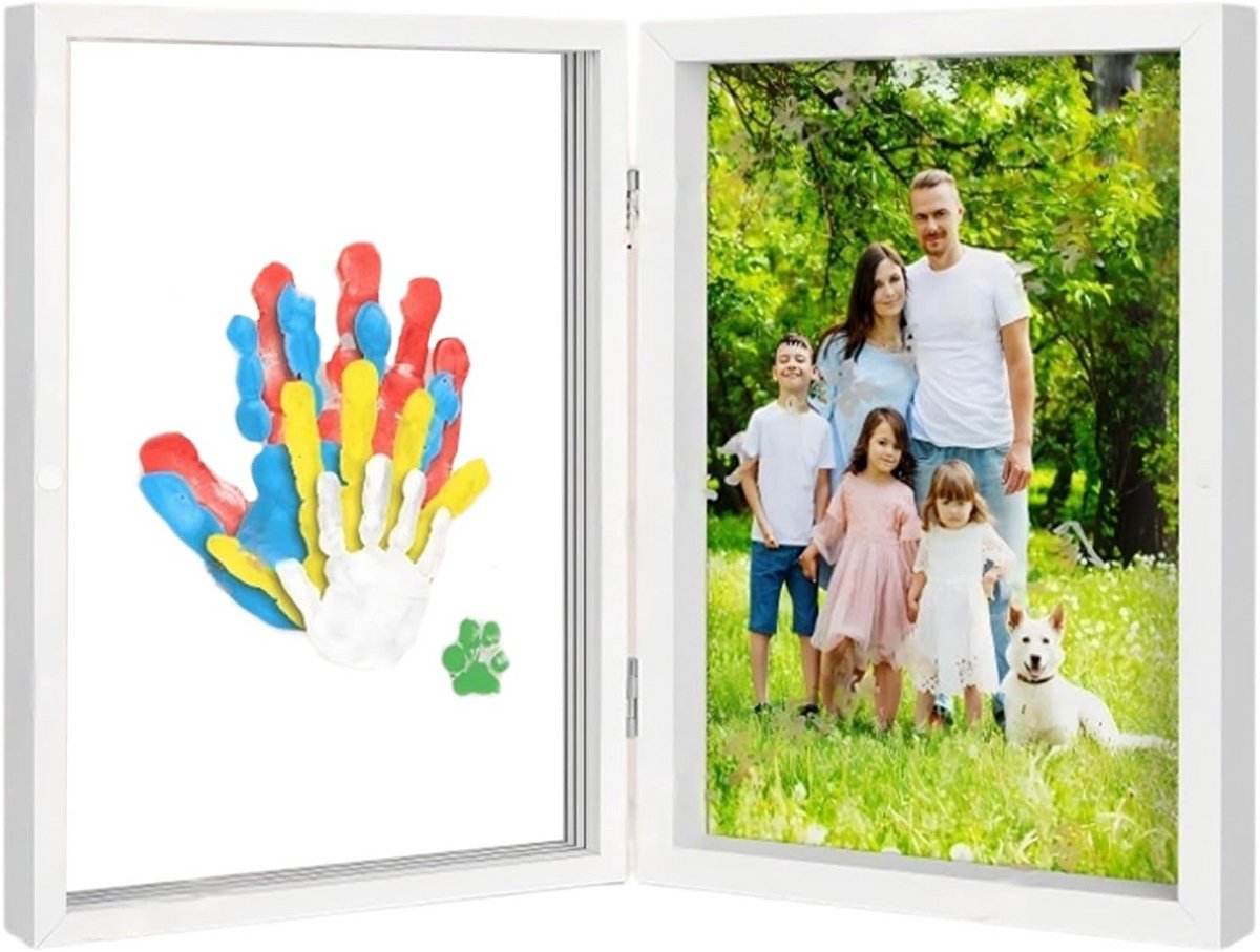 Gips Handafdruk Set voor Gezin met 4 Personen – Unieke Herinnering met Fotolijst
