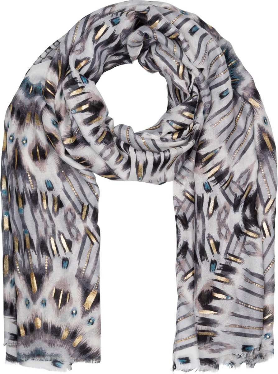 Dames Sjaal Batik Shibori Patroon met Metallic Strepen en Franjes