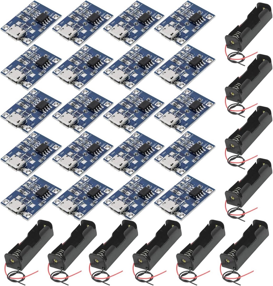Micro USB Lithium Accu Laadmodule met 18650 Batterijhouders