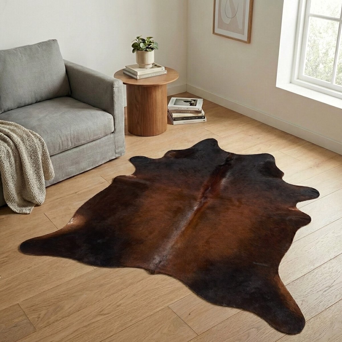 Koeienhuid Vloerkleed - Driekleur - 208 x 196 cm - Koeienkleed / Koeienvel / Dierenvel / Dierenhuid / Koehuid Tapijt