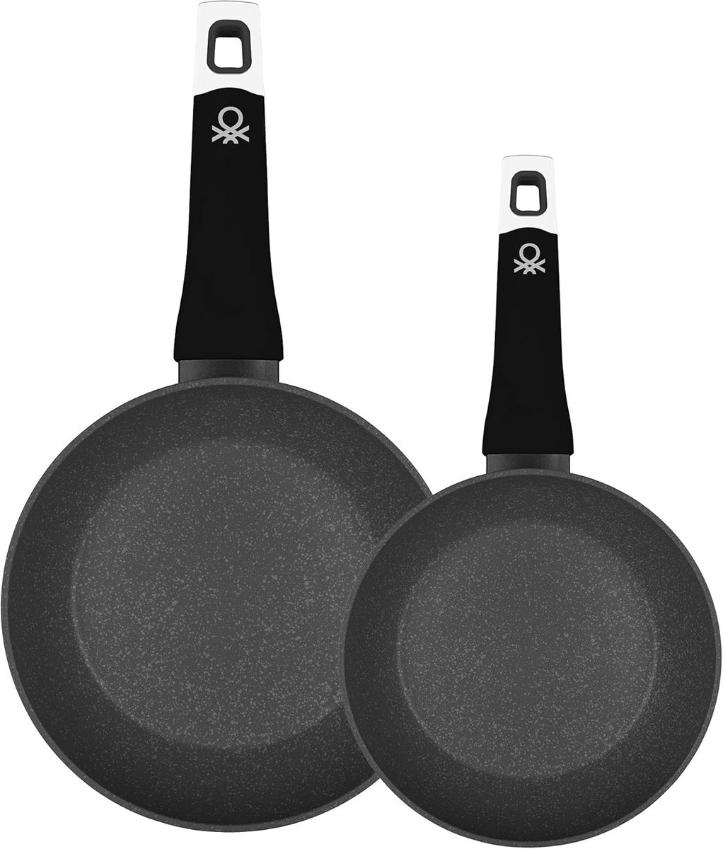 Set van 2 Koekenpannen 22 cm en 26 cm Aluminium Geschikt voor Alle Warmtebronnen