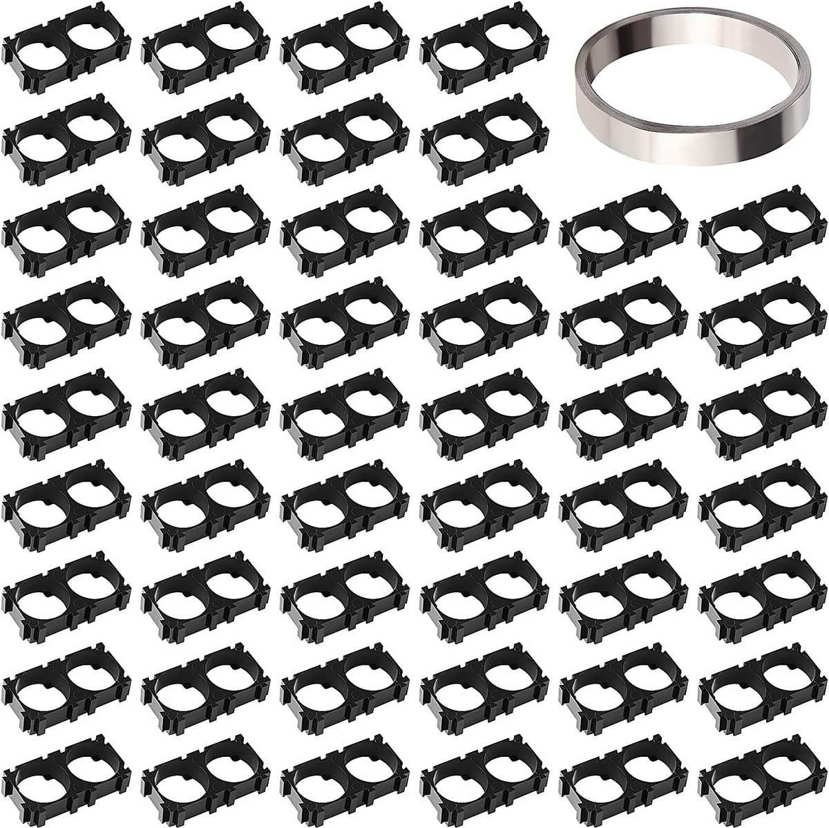 50x Batterijhouder 18650 2-Cell voor Lithium-ion Accu, Inclusief Nikkelstrip