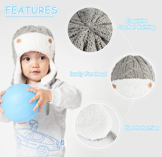 Warme Gebreide Baby en Peuter Wintermuts met Fleece Voering (1-5 Jaar) van Merkloos — afbeelding 4
