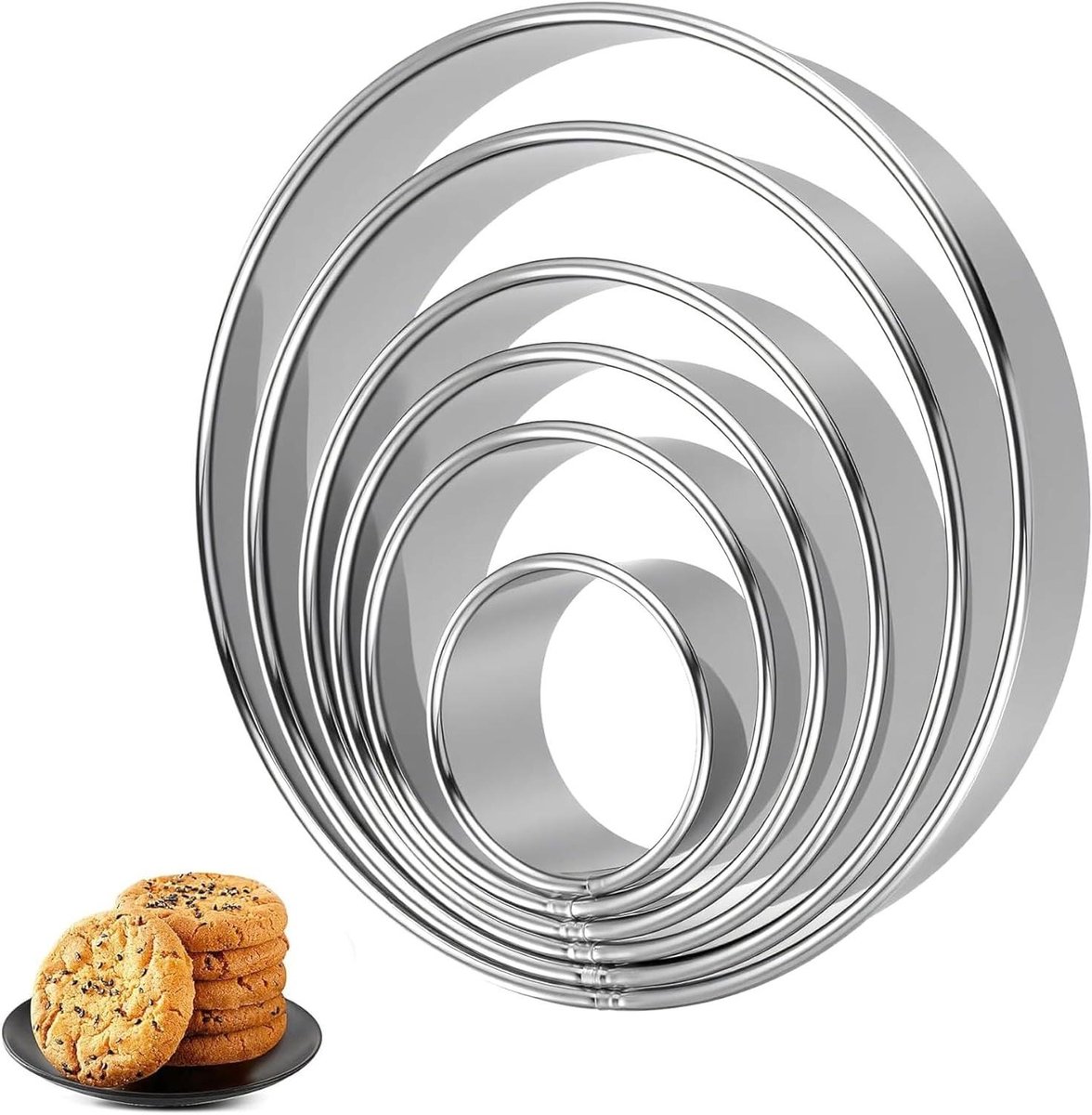 Uitsteekvormen set van 6 stuks in verschillende formaten voor koekjes en cakes