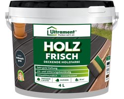 Ultrament Wood Fresh - Dekkende houtverf, vloerverf voor buitenhout, 4 liter (antracietgrijs)
