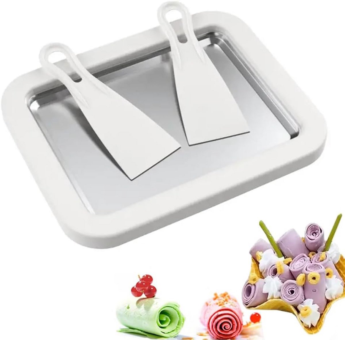 Ijsrol Machine - IJscal-Paneel om Zelf IJscrème en Yoghurtijs te Maken met Spatels